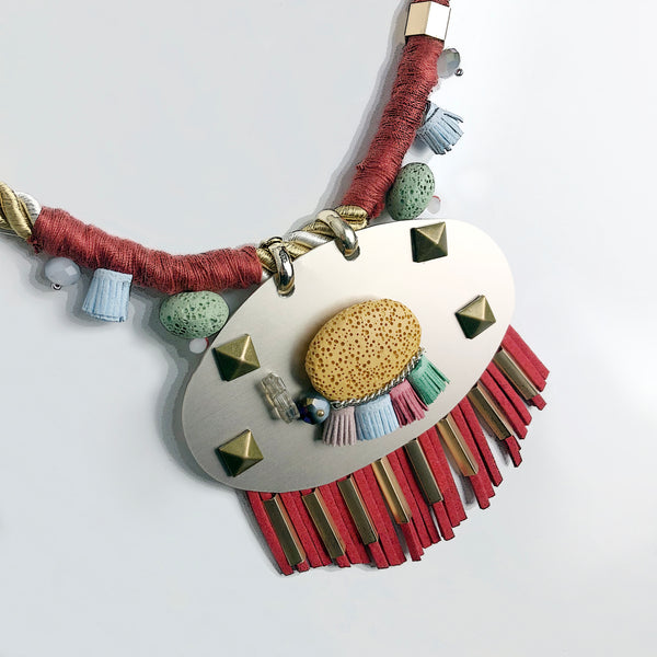 Unique One-of-a-Kind, Eclectic Necklace, Light Copper Metallic Pallet Santa Fe S060-01