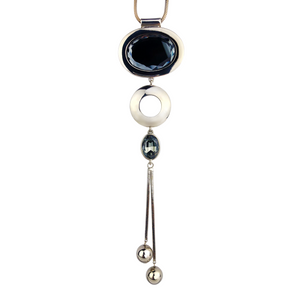Unique Quality Necklace Black Faceted Crystal On Rhodium Plated Sterling Silver New York, NY N008-01
