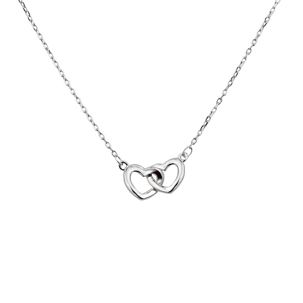 Pave Entwined Double Heart Charm Necklace Pendant in 925 Sterling Silv |  Prime and Pure